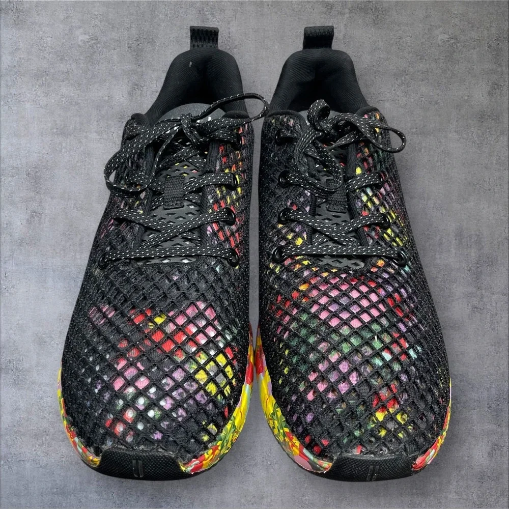 NOBULL Runners Sneaker Shoes Black Mesh Floral Superblossom  Womens 10 Tropical